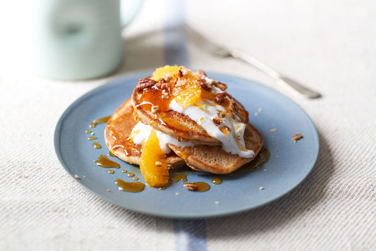 Gluten Free Pancakes covered in toppings