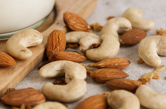 A pile of nuts on a cloth