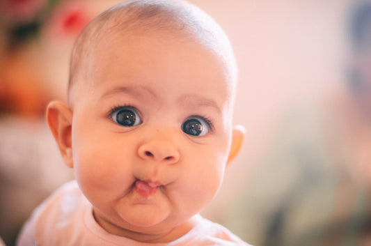 A baby making a funny face
